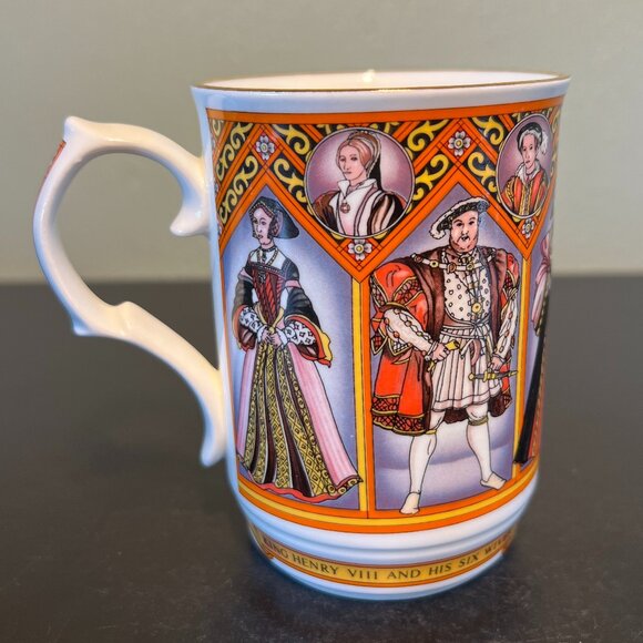 Vintage JAMES SADLER King Henry VIII And His Six Wives Fine Bone China Cup Mug - Picture 6 of 14